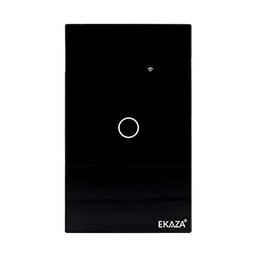 EKAZA Interruptor Inteligente, Touch, Wifi+BLE, 1 botões, Preto, Compatível com Google home e Alexa -T207-1P