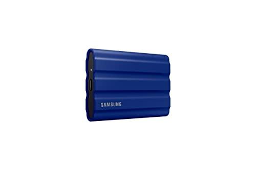 SAMSUNG T7 Shield 1TB, SSD portátil, até 1050MB/s, USB 3.2 Gen2, resistente, Classificação IP65, para fotógrafos, criadores de conteúdo e jogos, Unidade de estado sólido externa (MU-PE1T0R/AM, 2022), azul