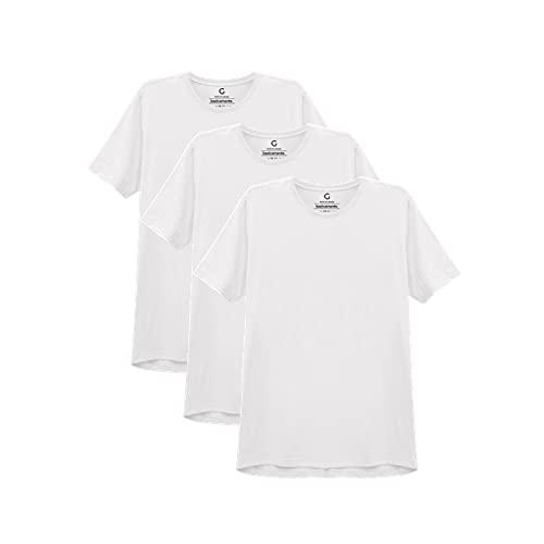 Kit 3 Camisetas Gola C Masculina; basicamente; Branco GG