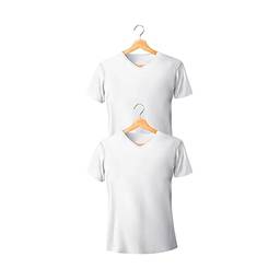 Kit com 2 Camisetas Basic Lisa Gola V Branca - Polo Match (GG)