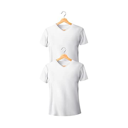 Kit com 2 Camisetas Basic Lisa Gola V Branca - Polo Match (M)