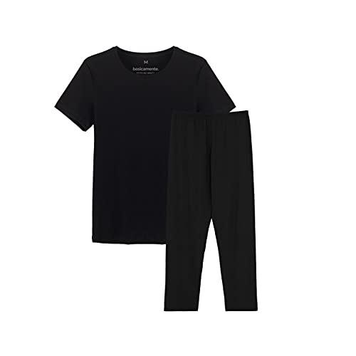 Conjunto Camiseta e Calça Loungewear Masculino; basicamente; Preto G