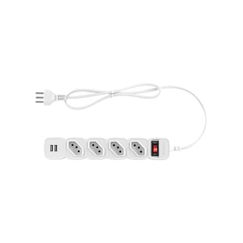 Protetor Eletrônico intelbras com 4 Tomadas e 2 portas USB EPE 204 Branco