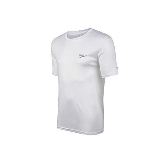 Speedo Interlock Camiseta de Manga Curta, Homens, Branco, G