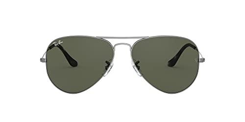 Óculos de sol aviador clássico Ray-Ban RB3025, cinza areia transparente/G-15 verde, 58 mm