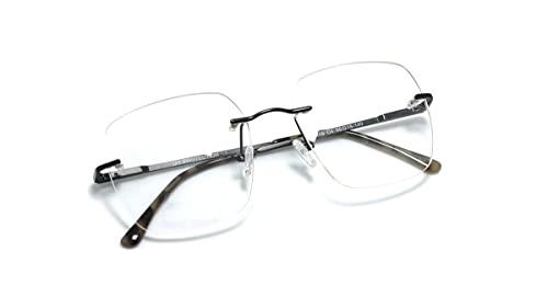 Óculos Armação De Grau Sem Aro Retangular Grande Unissex Super Leve A-2211 Cor: Preto