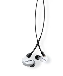 Shure Fones de ouvido AONIC 215 com isolamento de som, som nítido, driver único, ajuste intra-auricular seguro, cabo removível, qualidade durável, compatível com dispositivos Apple e Android – Branco