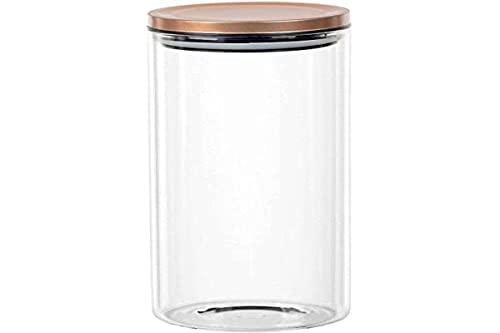 Porta mantimento redondo em vidro borossilicato com tampa em metal cobre 1,4L D10xA22cm-COBRE - Dynasty- Full Fit