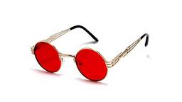 Óculos de sol Steampunk Retro Metal Unissex Com Proteção Uv-400 ho-1882 (Vermelho)