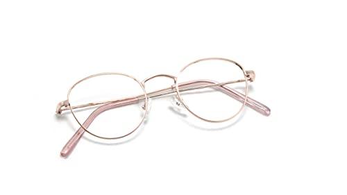 Óculos Armação De Grau Juvenil Feminino Oval Gatinho Metal Dx-041 Cor: Dourado-Rosa