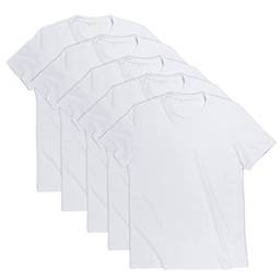 Kit com 5 Camisetas Básicas Masculina T-shirt Algodão (Branco, G)