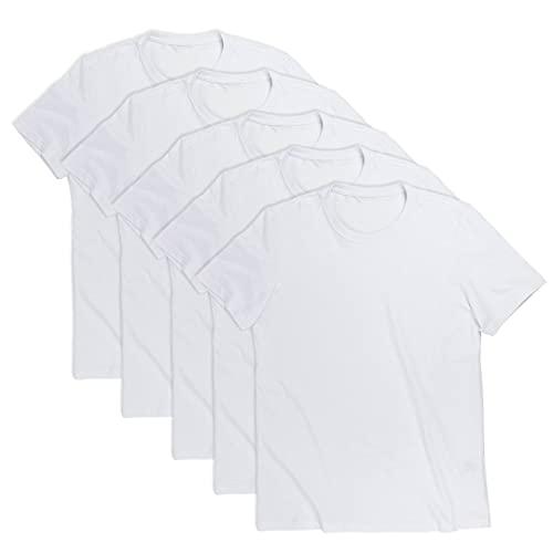 Kit com 5 Camisetas Básicas Masculina T-shirt Algodão (Branco, GG)