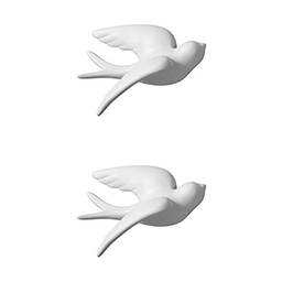 NC 2x 3D Cerâmica Pássaro Andorinha Murais Esculturas de Parede Decoração Home Office Artesanato - ES para a direita