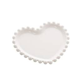 Conjunto 4 Pratos de Porcelana Coração Beads Branco 12cm x 10cm x 1cm - Wolff