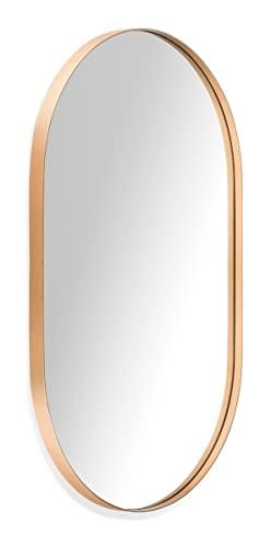 Espelho Oval de Parede com Borda de Madeira Para Sala Banheiro Quarto 80 x 50 cm
