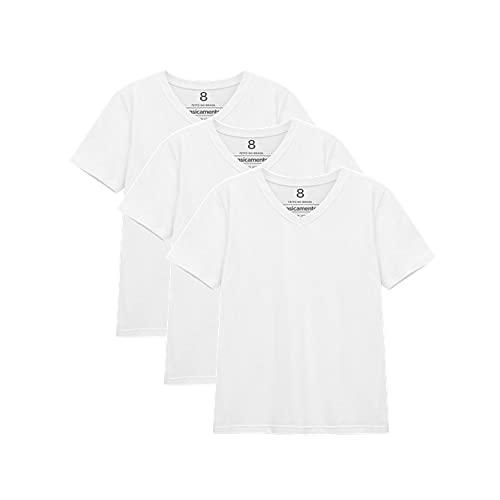 Kit 3 Camisetas Gola V Unissex; basicamente; Branco 8