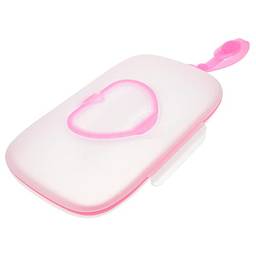 Cabilock Suporte de dispensador de lenços úmidos portátil para lenços umedecidos para bebês, porta-lenços recarregáveis, recipiente reutilizável para viagem, caixa de lenços úmidos rosa