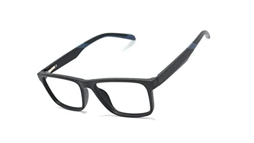 Óculos Armação De Grau Retangular Masculina Com Molas Nas Hastes Jc-1006 Cor: Preto-Azul
