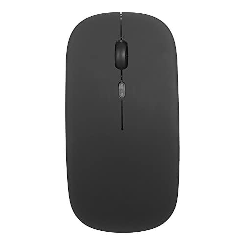 Miaoqian Mouse fino sem fio 2.4G sem ruído, 3 DPI ajustável de 7 cores, luz respiratória mouse recarregável para laptop, preto