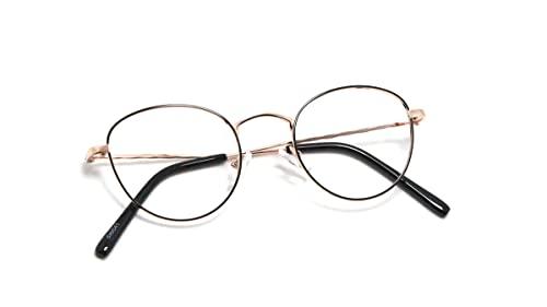 Óculos Armação De Grau Juvenil Feminino Oval Gatinho Metal Dx-041 Cor: Preto-Dourado