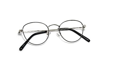 Óculos Armação De Grau Juvenil Feminino Oval Gatinho Metal Dx-041 Cor: Prata-Preto