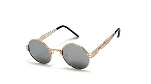 Óculos de sol Steampunk Retro Metal Unissex Com Proteção Uv-400 ho-1882 (Prata)