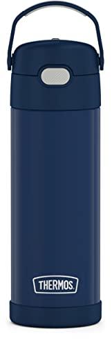 THERMOS Garrafa isolada à vácuo de aço inoxidável FUNTAINER 473 ml com tampa de bico largo, azul marinho, F41102NY6
