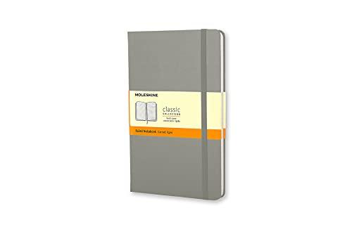 Moleskine Caderno clássico, capa dura, grande (12,7 cm x 21 cm), pautado/forrado, cinza claro, 240 páginas