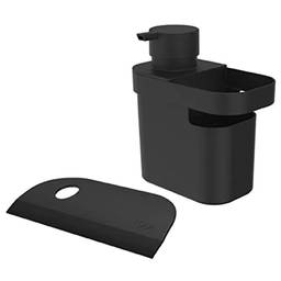 Kit Dispenser Porta Detergente Organizador Utensílios Rodo Bancada Pia Cozinha - Ou - Preto