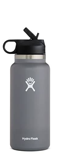 Hydro Flask Tampa de canudo de boca larga – Garrafa de água reutilizável de aço inoxidável – isolada a vácuo, pode ser lavada na lava-louças, livre de BPA, não tóxico