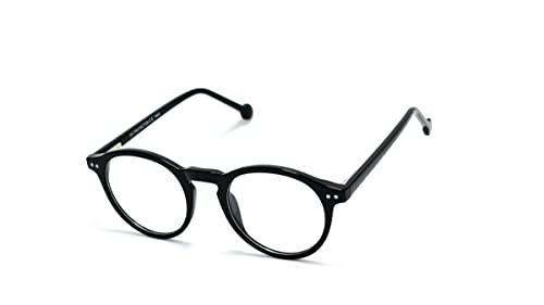 Óculos Armação De Grau Retro Redondo Unissex Com Lentes Sem Grau (Preto)