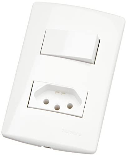 Conjunto 1 Interruptor paralelo e 1 Tomada, Alumbra, Bianco Pro 85134, Branco