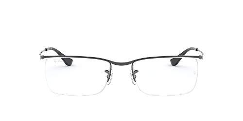 Armações de óculos de grau retangular Ray-Ban RX6370 masculinos, lente Gunmetal/Demo, 55 mm