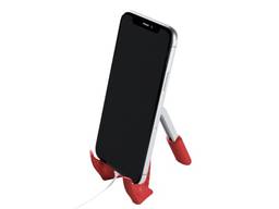 LiteStand Mini - Suporte para celular - Octoo, Ice Silver/Vermelho
