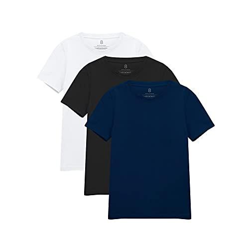 Kit 3 Camisetas basicamente. 1000094765, criança-unissex, Branco/Preto/Marinho, 6