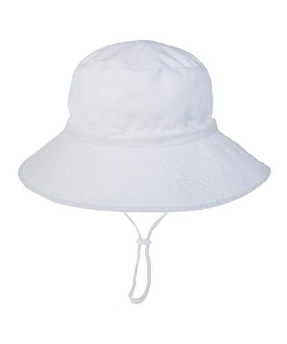 Chapéu de sol para bebê verão chapéus para menino de bebê UPF 50+ Proteção solar para criança chapéu balde para bebê menina boné ajustável (Branco, 44-46 cm / 3-6 Months)