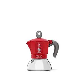 Bialetti - Moka Indution, Moka Pot, adequado para todos os tipos de fogão, 2 xícaras de café expresso (80 ml), vermelho