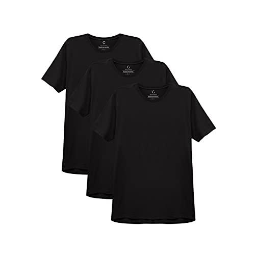 basicamente. Kit 3 Camisetas Gola C Masculina; Preto XGG