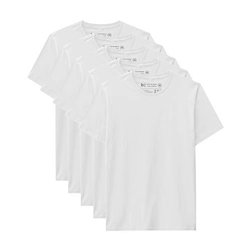 Kit 5 Camiseta Básica basicamente. Masculino Branco GG