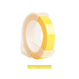 KKmoon Recarga de fita de etiqueta em relevo de plástico 3D para DYMO 12965 1610 Label Maker com 3/8 de polegada * 9,8 pés, 1 rolo amarelo claro