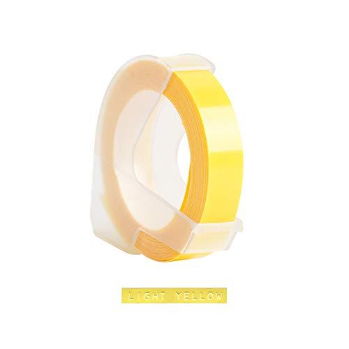 KKmoon Recarga de fita de etiqueta em relevo de plástico 3D para DYMO 12965 1610 Label Maker com 3/8 de polegada * 9,8 pés, 1 rolo amarelo claro