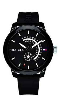 Relógio masculino Tommy Hilfiger a quartzo com pulseira de silicone, preto, 19,4 (modelo: 1791483)