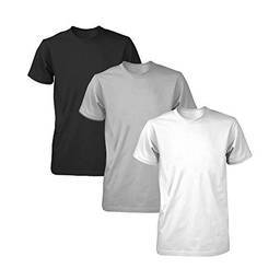 Kit com 3 Camisetas Masculina Dry Fit Part.B (Branco Preto Cinza, GG)