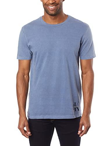 Camiseta básica re issue deslocado,Calvin Klein,Azul,Masculino,GG