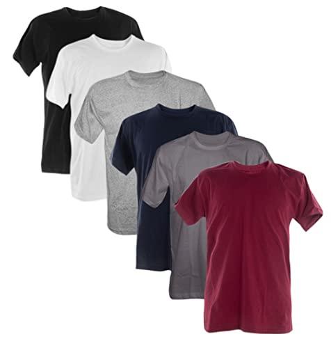 Kit 6 Camisetas Slim Fit Masculinas (EXG, Preto, Branco, Cinza Mescla, Azul Marinho, Vinho e Verde Musgo)