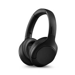 Headphone Philips bluetooth over-ear com alta definição de som HI-RES, isolamento acústico ativo noise cancelling, microfone e energia para 60 horas na cor preto TAH8506BK/00