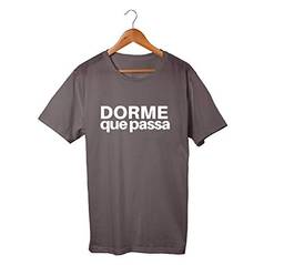 Camiseta Unissex Dorme Que Passa Frases Engraçadas Humor 100% Algodão (Chumbo, GG)