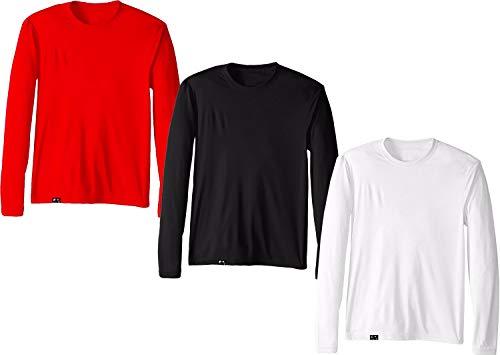Kit com 3 Camisetas Proteção Solar Uv 50 Ice Tecido Gelado – Slim Fitness – Branco - Preto - Vermelho – GG