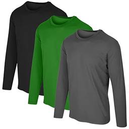 KIT 3 Camisetas Proteção Solar Permanente UV50+ Tecido Gelado – Slim Fitness – M Cinza - Verde - Preto