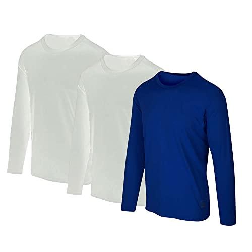 Kit com 3 Camisetas Proteção Solar Uv 50 Ice Tecido Gelado – Slim Fitness - Branco - Branco - Marinho – EGG